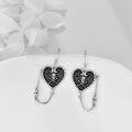 wholesale 925 Sterling Silver Gothic Heart with Skull and Crossbones Drop Earrings for Women - Halloween-0-1