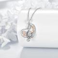 wholesale 925 Sterling Silver Musical Note Heart Pendant Necklace with Rose Gold Accents and Cubic Zirconia Stone-0-3