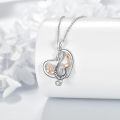 wholesale 925 Sterling Silver Musical Note Heart Pendant Necklace with Rose Gold Accents and Cubic Zirconia Stone-0-3