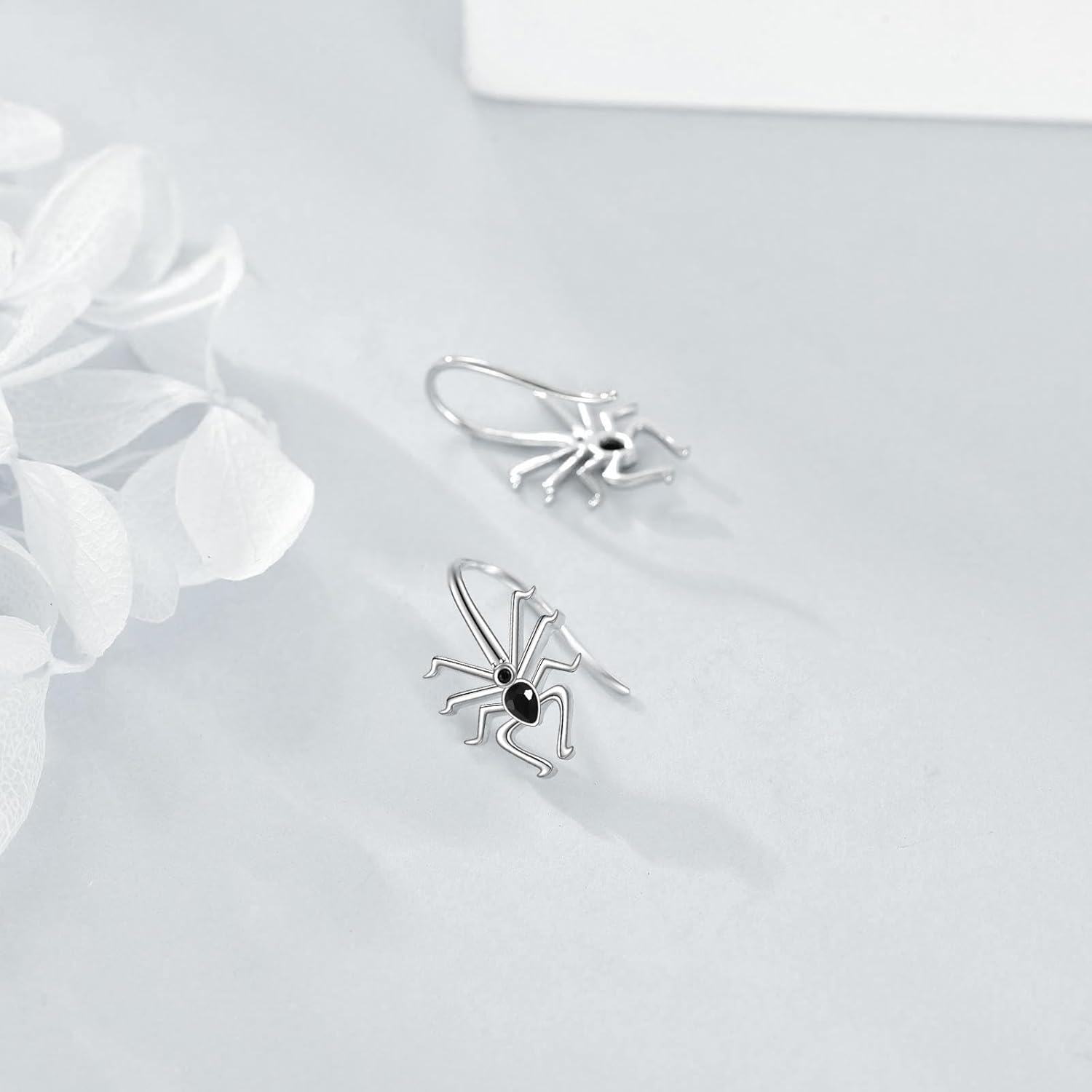 Sterling Silver Spider Earrings for Women Gothic Jewelry Gift for Girls-0-3