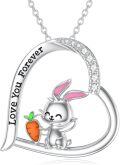 wholesale 925 Sterling Silver Heart Bunny Carrot Love You Forever Pendant Necklace Gift for Women-0-0
