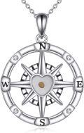 wholesale 925 Sterling Silver Heart-Shaped Compass Pendant with Yellow Stone and Cubic Zirconia Elements - Faith Jewelry for Women & Girls-0-0