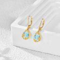 wholesale 14K Gold Teardrop Larimar Leverback Earrings for Women's Fashion s-0-4