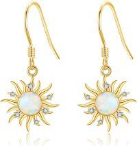 wholesale 14K Gold Opal Sun Drop Earrings - Christmas Gifts for Her-Sun Earrings