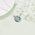 wholesale 925 Sterling Silver Horse & Tree of Life Blue Crystal Pendant Necklace-0-4
