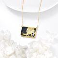 wholesale 925 Sterling Silver & Lapis Lazuli Rectangular Wolf Pendant Necklace with Girl Charm-0-4