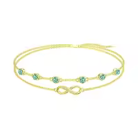 wholesale 925 Sterling Silver Birthstone Women s Anklet Bracelets Infinity Butterfly Evil Eye Turtle Pineapple Starfish Heart-Bracelet 7"-9"-Infinity 05-Emerald-Yellow Gold