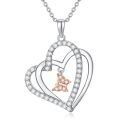 TOUPOP Sterling Silver Pendant Double Heart Butterfly Necklace Gift For Women-0-0