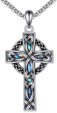 wholesale 925 Sterling Silver Celtic Knot Abalone Shell Inlay Cross Pendant Necklace for Women-Celtic Knot2
