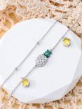 wholesale 925 Sterling Silver Pineapple & Hearts Charm Ankle Anklet-0-1