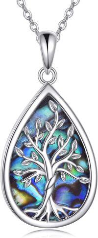 wholesale 925 Sterling Silver Tree of Life Pendant with Abalone Shell Inlay and Chain-Tree of Life Abalone Necklace