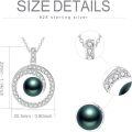 wholesale 925 Sterling Silver Round Green Tahitian Pearl and Cubic Zirconia Circle Pendant Necklace-0-5
