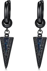 wholesale 925 Sterling Silver Triangle Rune Viking Hoops for Men - Norse Pagan -Spike