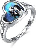 wholesale TOUPOP Nightmare Rings Sterling Silver Abalone Shell Jack And Sally Rings Jack Skellington Jewelry -0-0