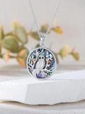 wholesale 925 Sterling Silver Round Tree of Life Pendant with Owl and Gemstones Necklace-0-1