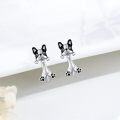 wholesale 925 Sterling Silver Boston Terrier Dog Paw Print Stud Earrings Hypoallergenic-0-5