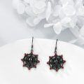 wholesale 925 Sterling Silver Gothic Red Crystal Spider Web Drop Earrings for Women-0-3