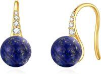 wholesale 14K Gold Freshwater Pearl Dangle Drop Earrings 8mm ( chars)-Lapis Lazuli