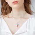 wholesale 925 Sterling Silver Red Crystal Heart Angel Wing Cross Guardian Angel Pendant Necklace Jewelry-0-3