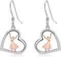 wholesale 925 Sterling Silver Heart-Shaped Ballet Dancer Drop Earrings-0-0