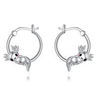 wholesale 925 Sterling Silver Cute Axolotl Enamel Hoop Earrings White Gold Plated-Axolotl