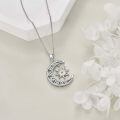 wholesale 925 Sterling Silver White Gold Plated Crescent Moon Sun Moonstone Pendant Necklace For Women-0-3
