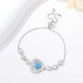 wholesale 925 Sterling Silver Adjustable Heart-Shaped Turquoise and Cubic Zirconia Bolo Bracelet for Women's Gifts-0-1