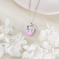 wholesale 925 Sterling Silver Pink Jade Bear Pendant Necklace for Women-0-4
