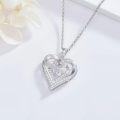 wholesale 925 Sterling Silver White Gold 1 CTTW Moissanite Floating Necklace with Twinkle Setting, Double Heart Pendant, Adjustable Chain, Gift Box Included-0-1