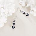 wholesale 925 Sterling Silver Black Pearl Dangle Earrings Three Pearls Drop Jewelry Birthday Gifts for Women-0-2