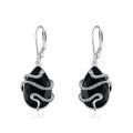 wholesale 925 Sterling Silver Black Snake Drop Earrings-0-0