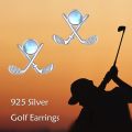 wholesale Rose Gold 925 Sterling Silver Crossed Clubs and Golf Ball Stud Earrings for Women Golfer Gift Ideas-0-6