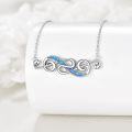 wholesale 925 Sterling Silver Blue Fire Opal Infinity Pendant Necklaces for Women Gifts Jewelry-0-3