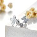 wholesale Silver Cross Platinum Plated Cubic Zirconia Stud Earrings 925 Sterling Silver Hypoallergenic Jewelry for Women Girls Gift Boxed-0-2