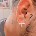 wholesale 925 Sterling Silver Cross Design Huggie Hoop Earrings for Men & Women-0-4
