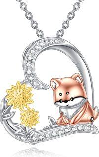 wholesale 925 Sterling Silver Sunflower Fox Pendant Necklace for Women Gifts-Fox Necklace