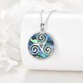 wholesale 925 Sterling Silver Abalone Shell Triskele Celtic Knot Pendant Necklace-0-1