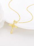 TOUPOP 14K Gold Sunflower Cross Pendant Necklace For Women-0-1