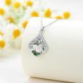 TOUPOP Sterling Silver Teardrop Gemstone Filigree Pendant Necklace-0-3