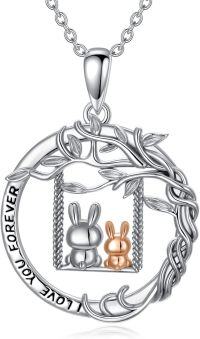 wholesale TOUPOP Mother Daughter Necklace Cute Rabbit Pendant Tree Swing Animal Jewelry 925 Sterling Silver Gifts For Mom Wife Grandmother -undefined