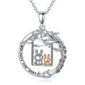TOUPOP Sterling Silver Rabbit Pendant Mother Daughter Tree Swing Necklace Gift-0-0