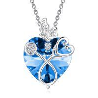 wholesale 925 Sterling Silver Crystal Butterfly Heart Stethoscope Pendant Necklace for Nurses and Doctors Gifts-09-September