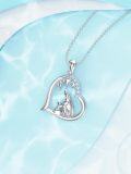 wholesale 925 Sterling Silver Heart-Shaped Polar Bear and Cub Pendant Necklace - Mommy & Me s for Women-0-1