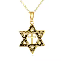 wholesale 14K Gold Cross in Star of David Pendant Necklace Wholesale Judaica s for Men & Women-cross