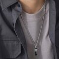 wholesale 925 Sterling Silver Oxidized Black Onyx Rune Crystal Point Pendant Necklace-0-2