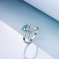 wholesale 925 Sterling Silver Blue Cat Ring With Crystal Detailing-0-1