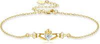 wholesale 14K Gold Claddagh Heart Moissanite Bracelet for Women's s-Claddagh
