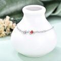 wholesale 925 Sterling Silver Rose Flower Birthstone Bolo Bracelet for Women-0-2