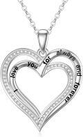 wholesale 925 Sterling Silver Lab-Grown Diamond Double Heart Pendant Necklace for Women-0-0