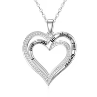 wholesale 925 Sterling Silver Lab-Grown Diamond Double Heart Pendant Necklace Wholesale for Women-Heart-A